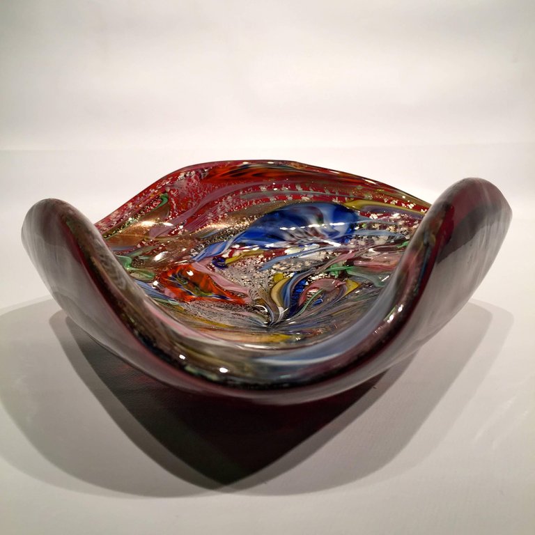Bowl em vidro artistico soprado de Murano, multicolorido com técnicas... - foto 2 de 5