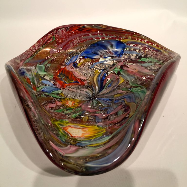 Bowl em vidro artistico soprado de Murano, multicolorido com técnicas... - foto 4 de 5
