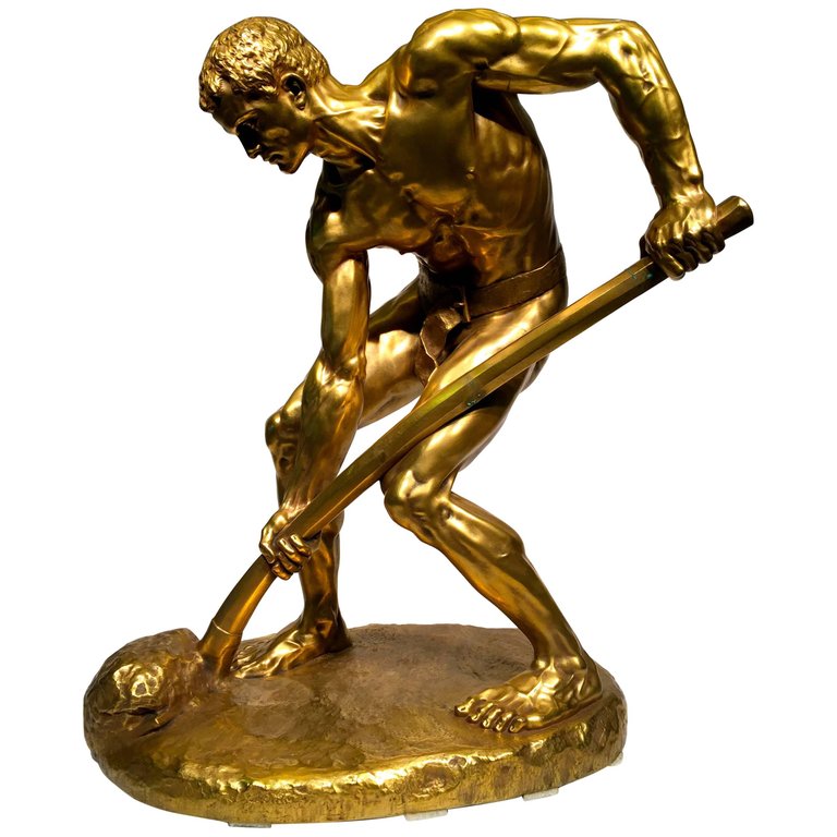 Escultura francesa em bronze banhado a ouro representando "O... - foto 1 de 5