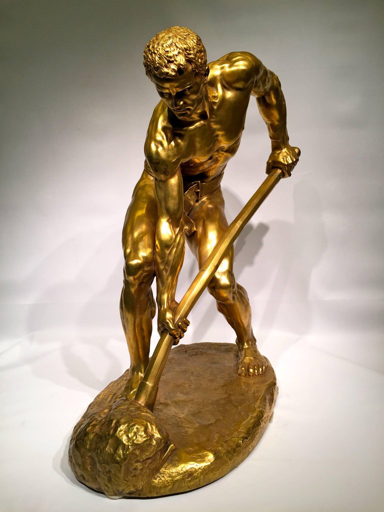 Escultura francesa em bronze banhado a ouro representando "O... - foto 4 de 5