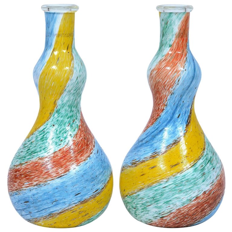 par de vasos em vidro artistico sopradode Murano com tecnica mista de... - foto 1 de 2