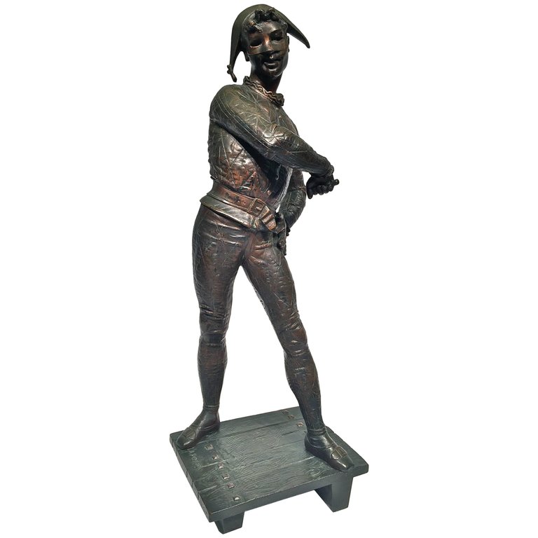 Escultura em bronze Francês representando Arlequim, assinada por... - foto 1 de 5