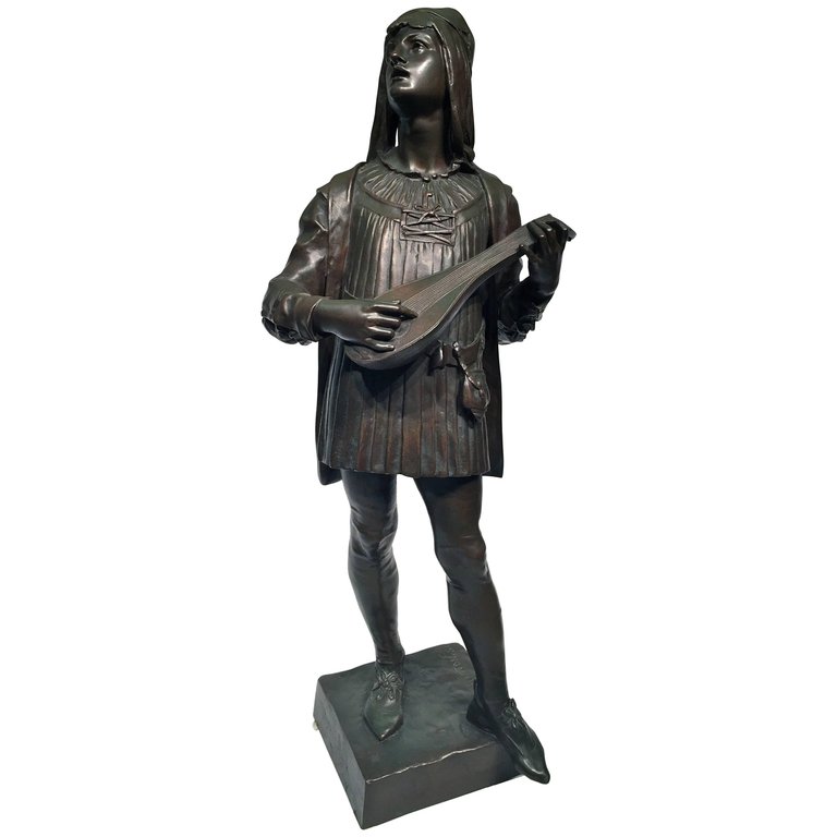 Escultura em bronze Francês representando figura veneziana, assinado... - foto 1 de 4