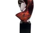 Busto em vidro artistico soprado de Murano repr... - Busto em vidro artistico soprado de Murano representando cabeça feminina em vidro transparente, marmorizado e negro. 
Produzido por Loredano Ros...