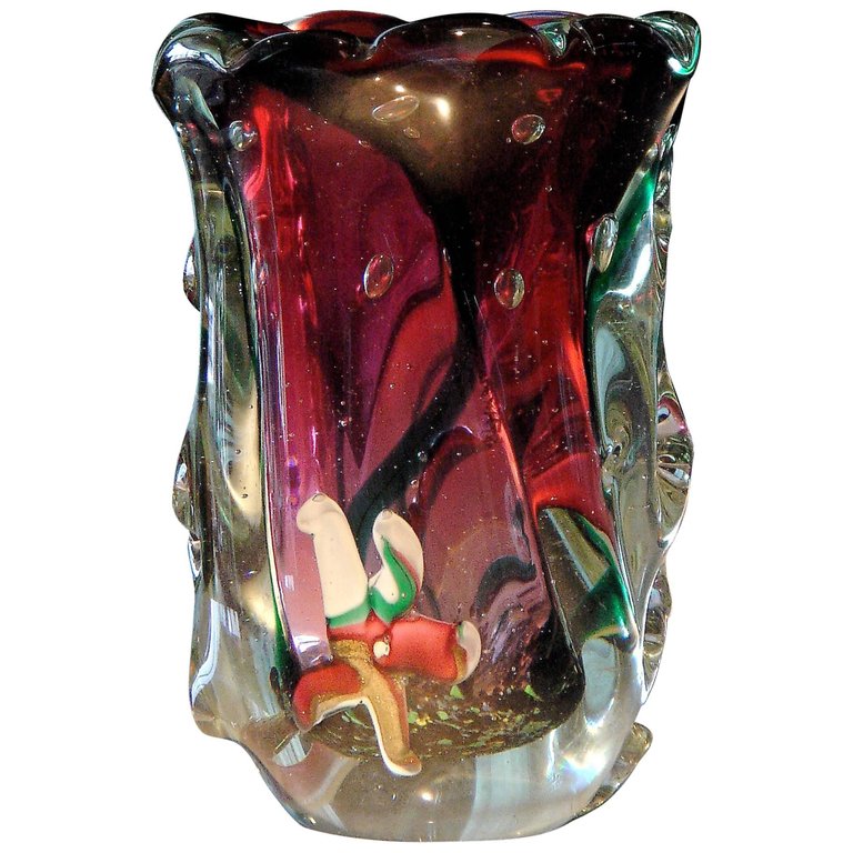 Vaso em vidro artistico soprado de Murano com técnica mista de... - foto 1 de 2