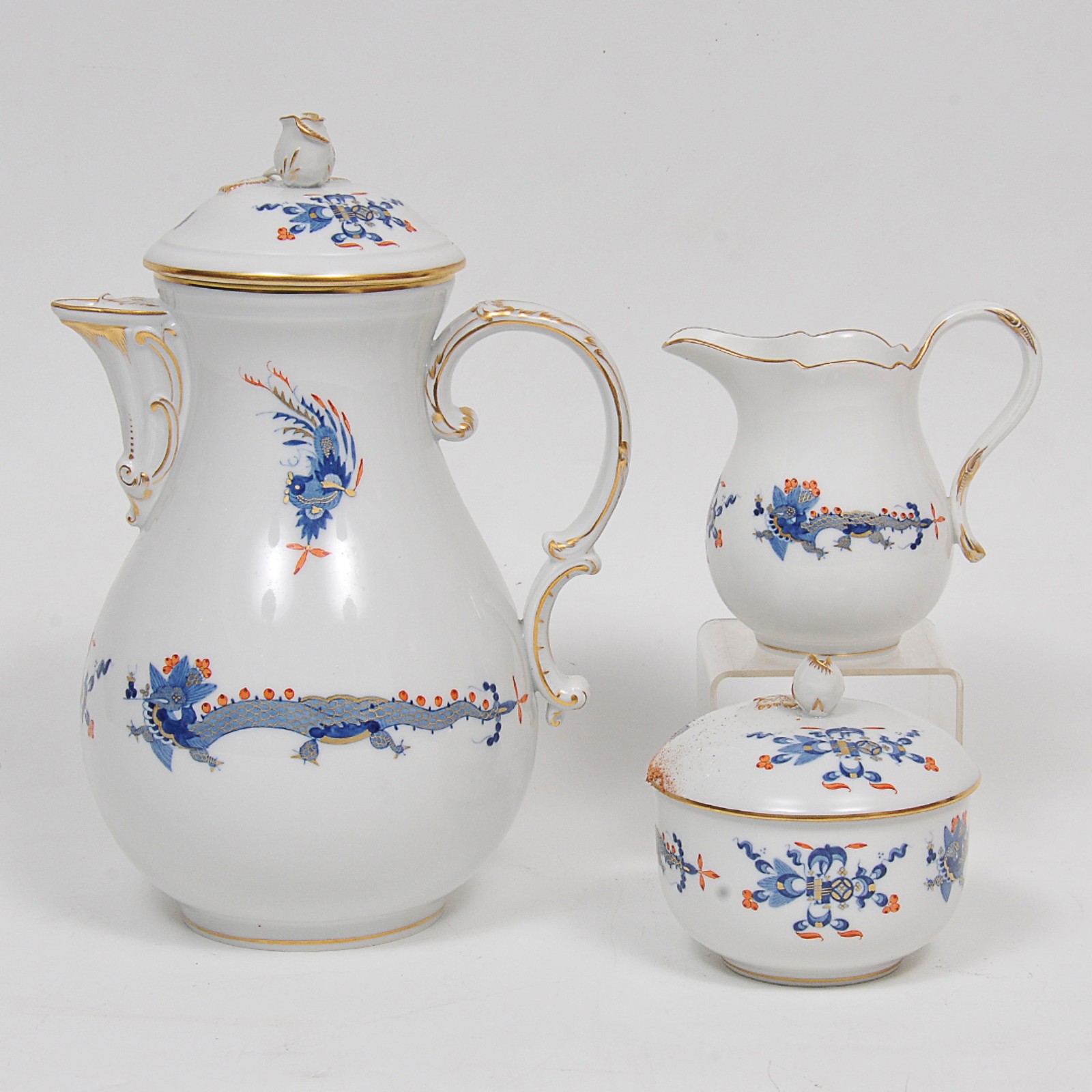 MEISSEN - Aparelho de chá em porcelana alemã na cor branca decorada... - foto 2 de 5