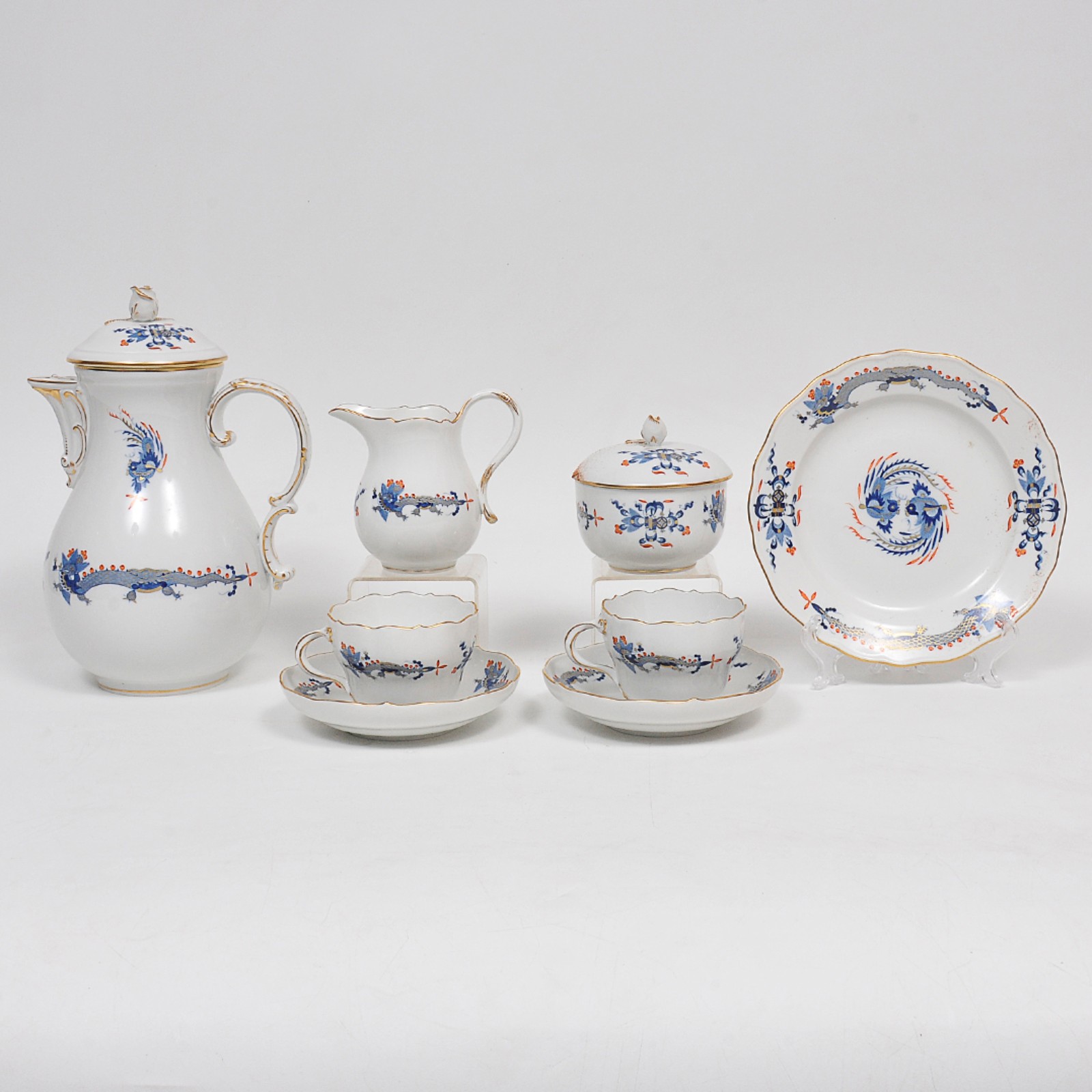 MEISSEN - Aparelho de chá em porcelana alemã na cor branca decorada... - foto 1 de 5