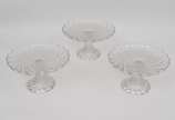 Lote composto por 3 porta doces em Demi cristal... - Lote composto por 3 porta doces em Demi cristal translúcido ricamente lapidada com borda ondulada e retorcidos.