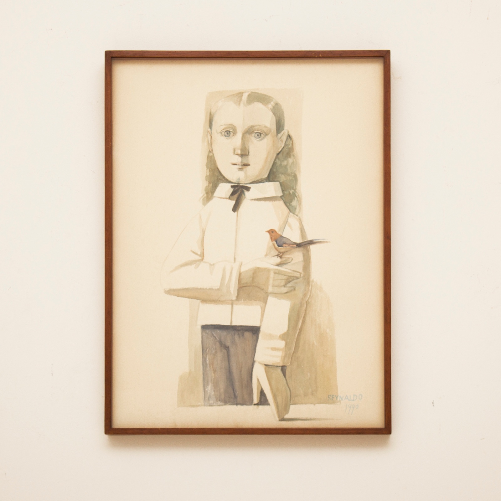 Reynaldo Fonseca (1925-2019), Menina com passarinho,  1990 - foto 2 de 4