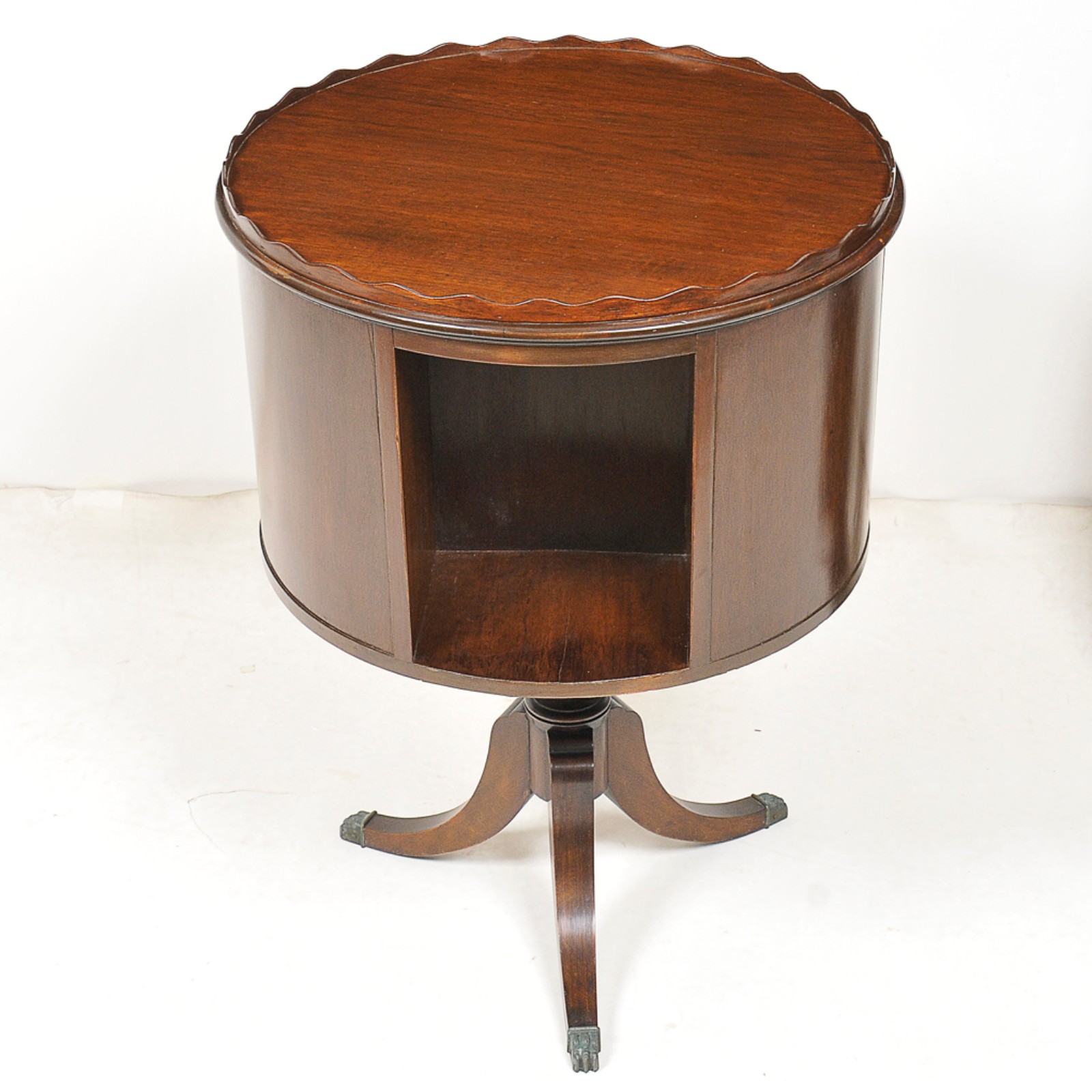 "Drum Table", mesa de apoio inglesa em madeira lustrada com tampo... - foto 4 de 4