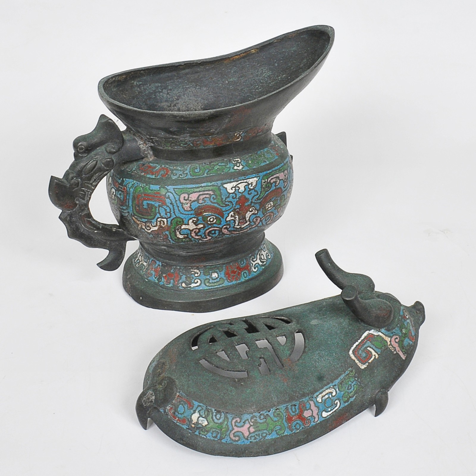 Incensório oriental confeccionado em cloisonê policroma e decorada... - foto 2 de 5