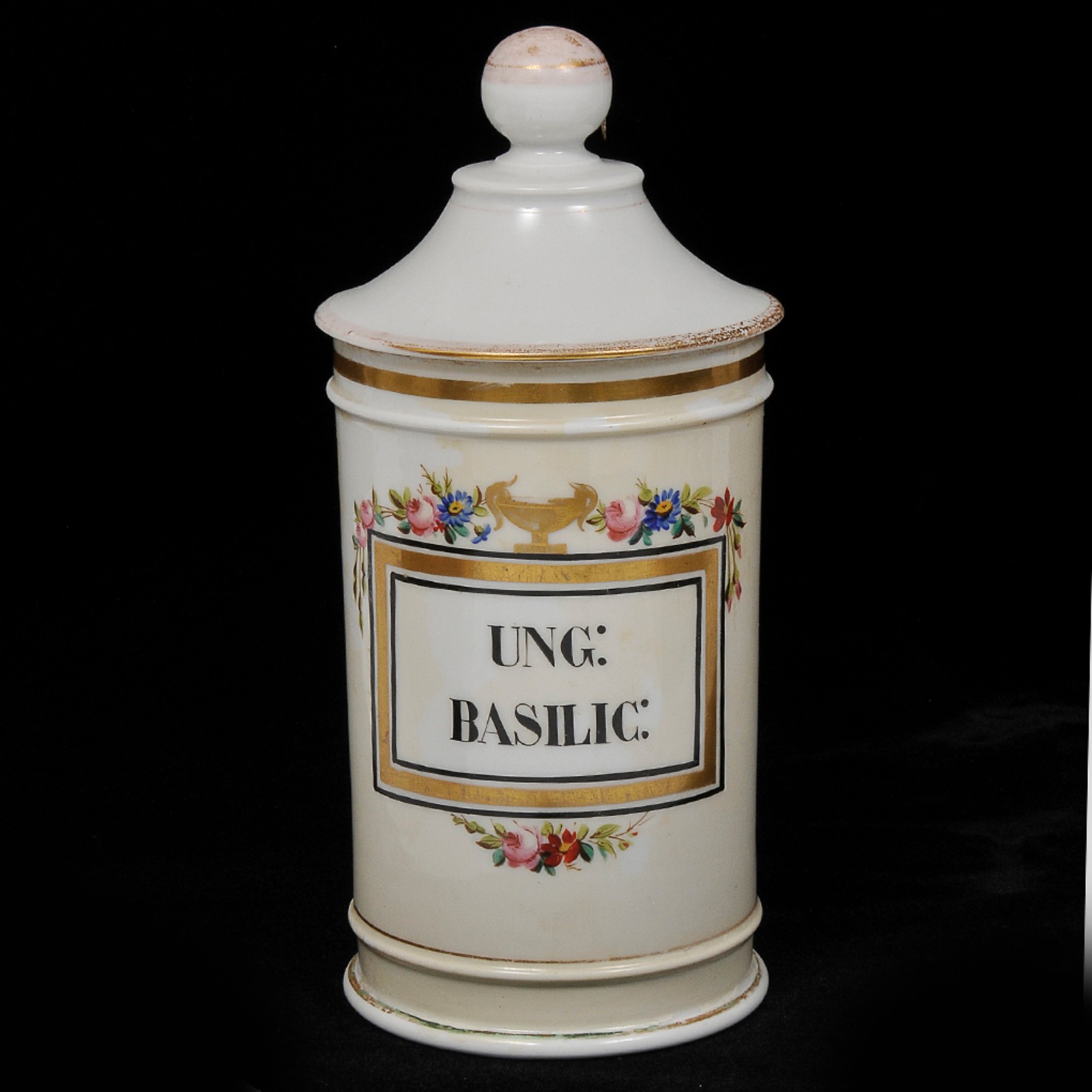 Antigo pote de farmácia em porcelana europeia policromada galeria... - foto 1 de 3