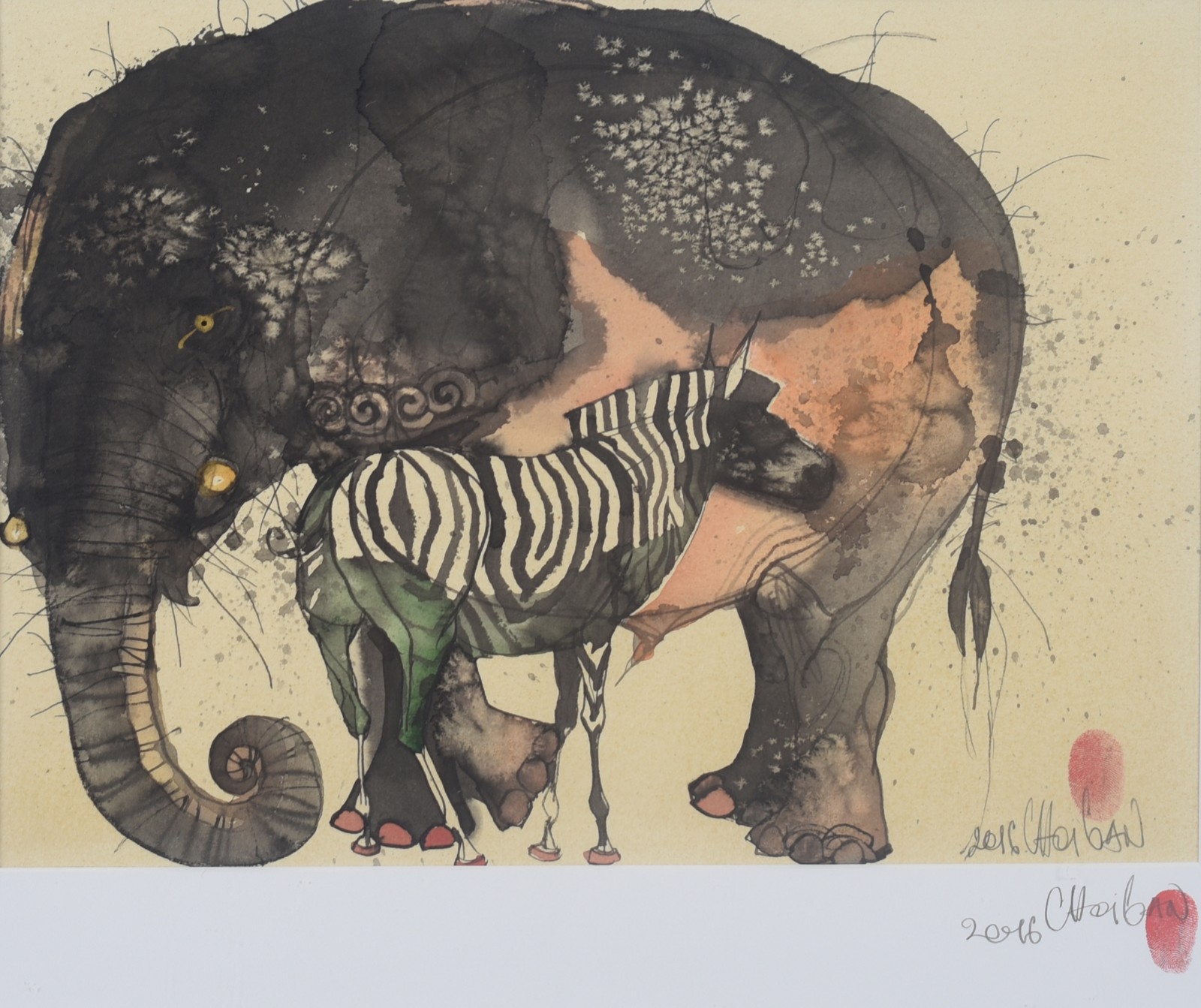 Assinatura não identificada, Composição com elefante, 2016 - foto 1 de 2
