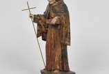 Santo Antônio, Séc XVIII/ XIX - Imagem brasileira em madeira dourada e policromada. Acompanha crucifixo em prata. <br>