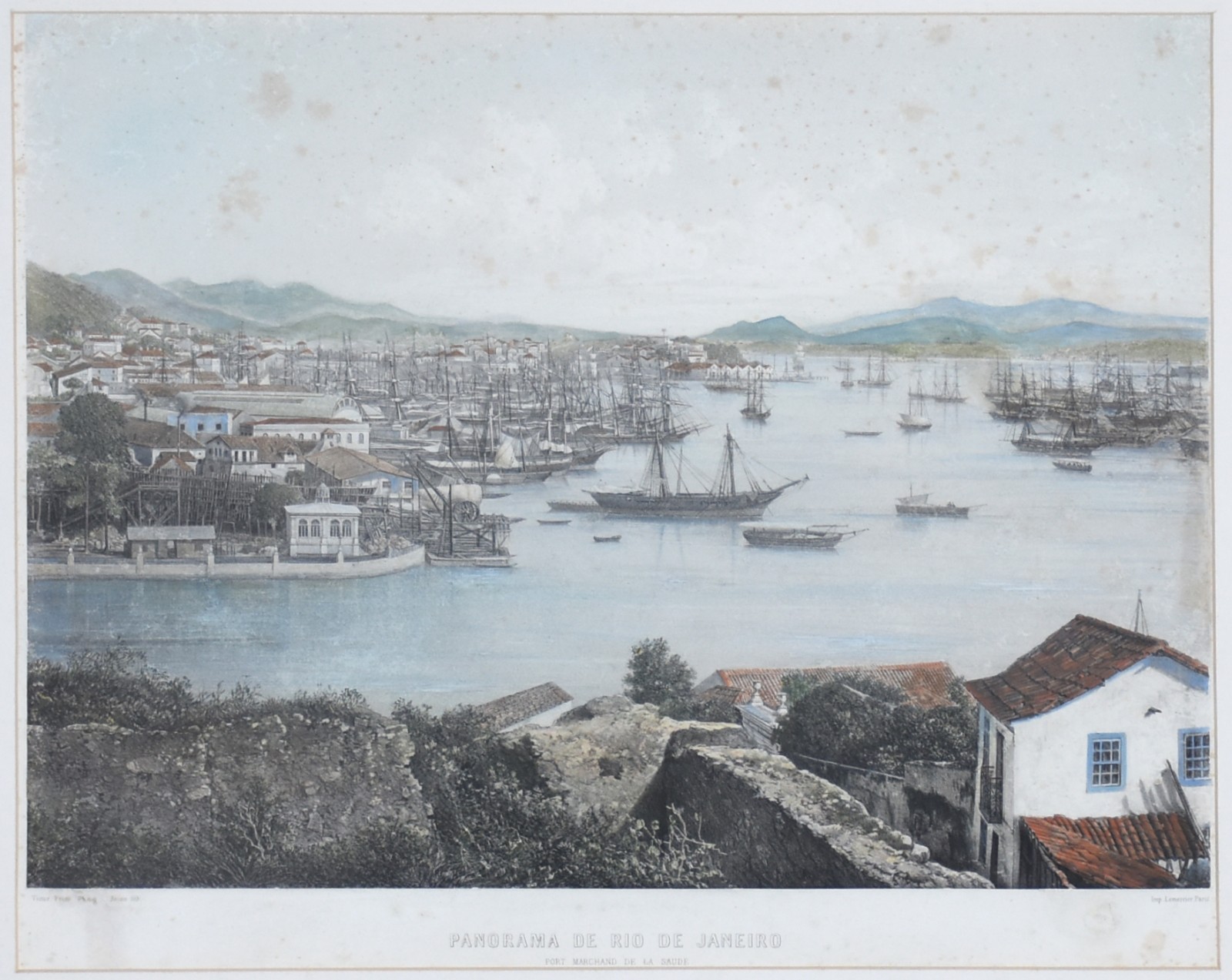 Panorama do Porto Marchand da Saude do Rio de Janeiro (Panorama de Rio de Janeiro Port Marchand de la Saude), Séc. XIX - foto 1 de 6