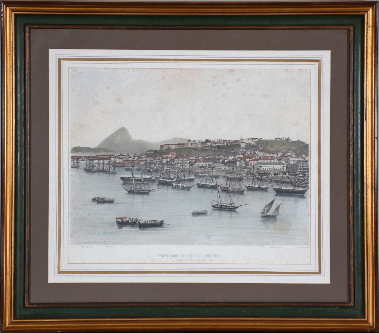 Panorama do Rio de Janeiro -  Castelo e Hospital Militar (Castello et hopital militaire), séc. XIX , 1861 - foto 2 de 6