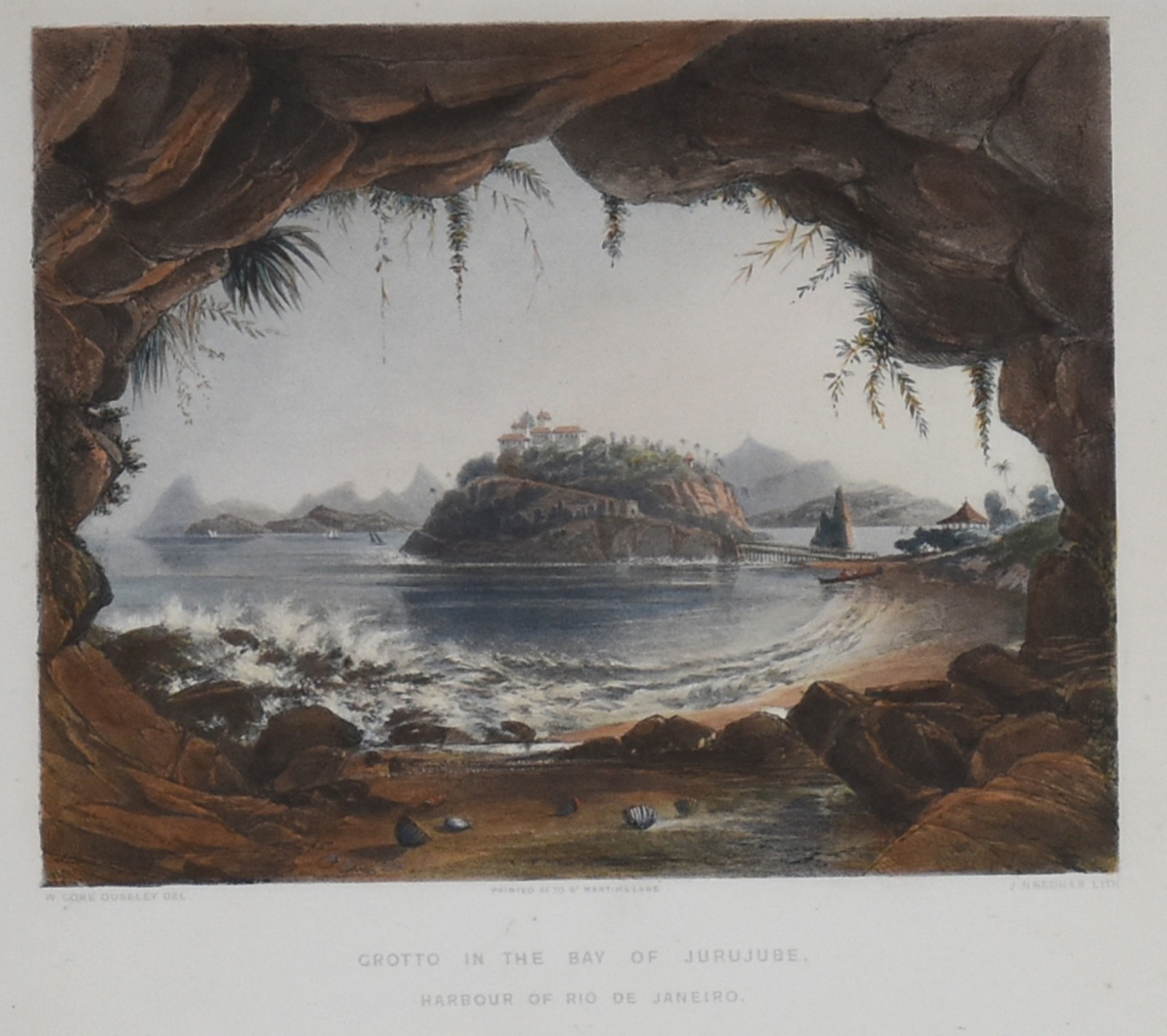 A Gruta na bahia de Jururube no Rio de Janeiro "Grotto in the bay of jurujube harbour of Rio de Janeiro " Séc. XIX - foto 1 de 6