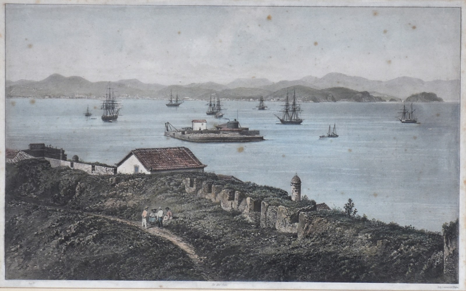 Panorama de Niterói e São Domingos - Rio de Janeiro " Panorama de Nictherohy Et St Domingue em face de Rio de Janeiro " Séc. XIX - foto 1 de 6