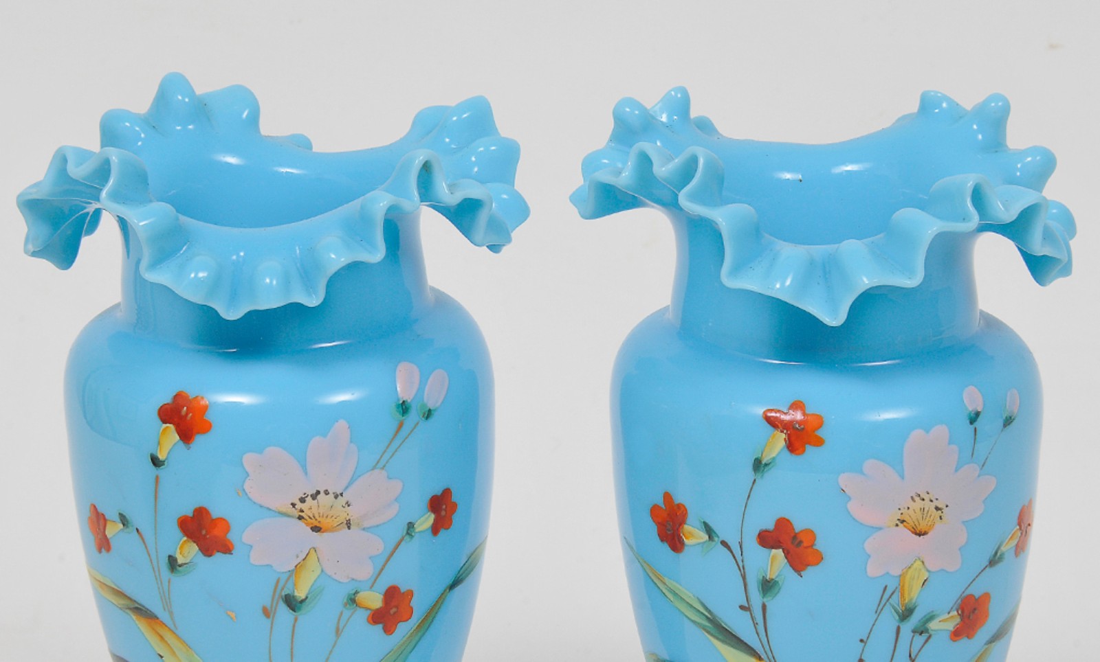Par de Vasos floreiros em opalina francesa do séc.XIX na cor azul... - foto 3 de 5