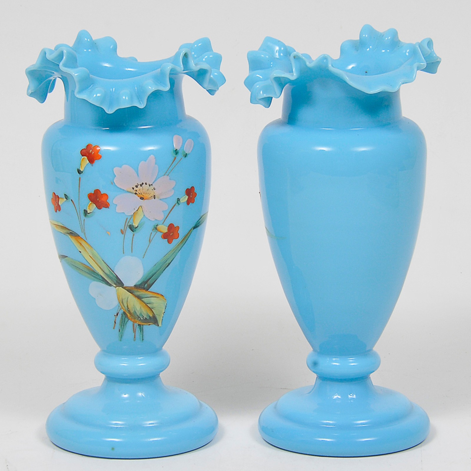 Par de Vasos floreiros em opalina francesa do séc.XIX na cor azul... - foto 2 de 5