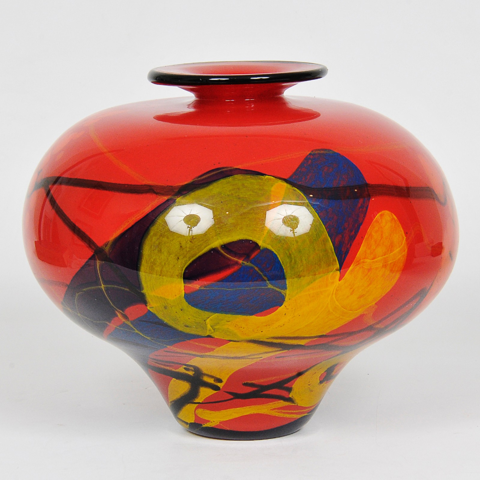 Grande vaso bojuda em vidro artístico de Murano multicolorido com... - foto 1 de 3