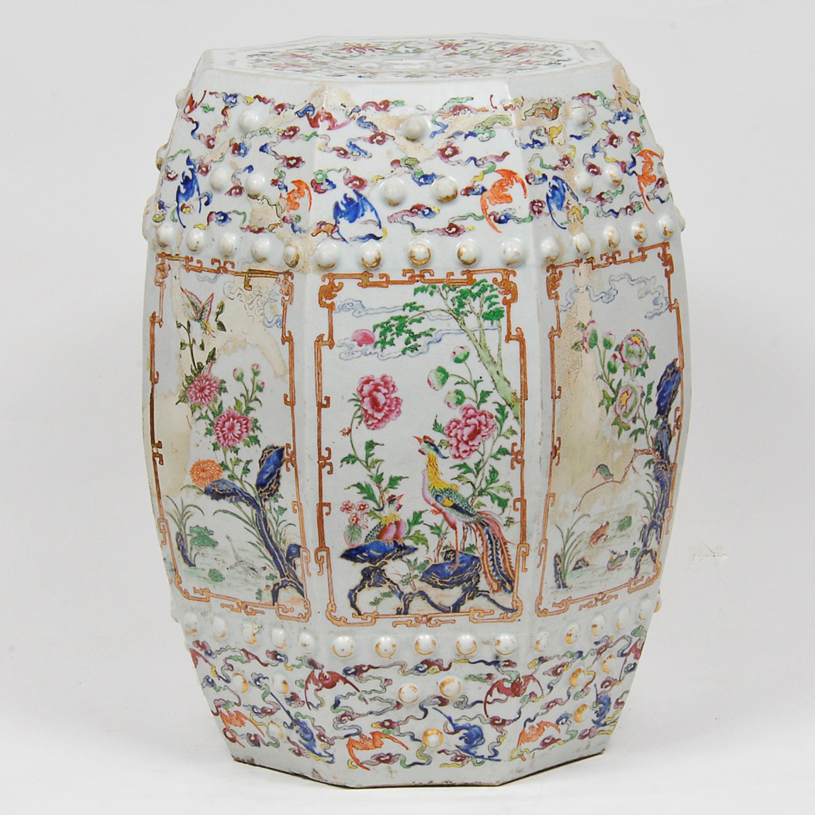 antigo tamborete de coleção em porcelana chinesa ricamente... - foto 1 de 3
