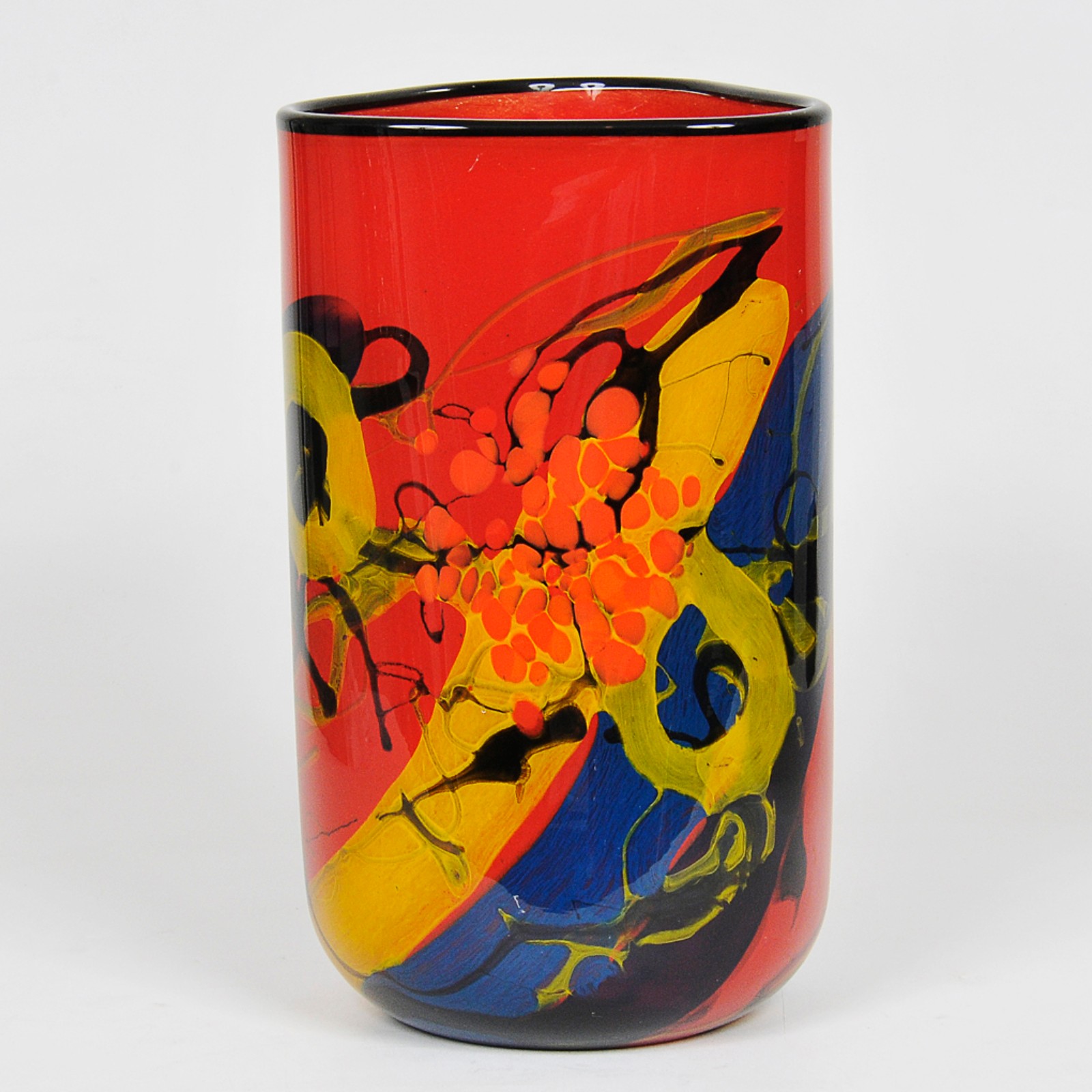 Pa de grandes vasos floreiras em vidro de murado artístico... - foto 2 de 5