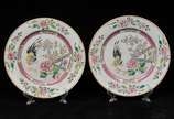 Cia das Índias (1481),  - Conjunto de 4 pratos para sobremesa em  porcelana Cia das índias na cor branca com decoração floral e aves em esmalte. 