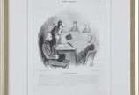 Honoré Daumier (1808-1879), Charge da série "Mo... - Tradução  do texto em francês transcrito na obra:<br><br>"A Reclamação Adúltera - Le Plainte en Adultere"<br><br><br>Litografia impressa s/ pape...