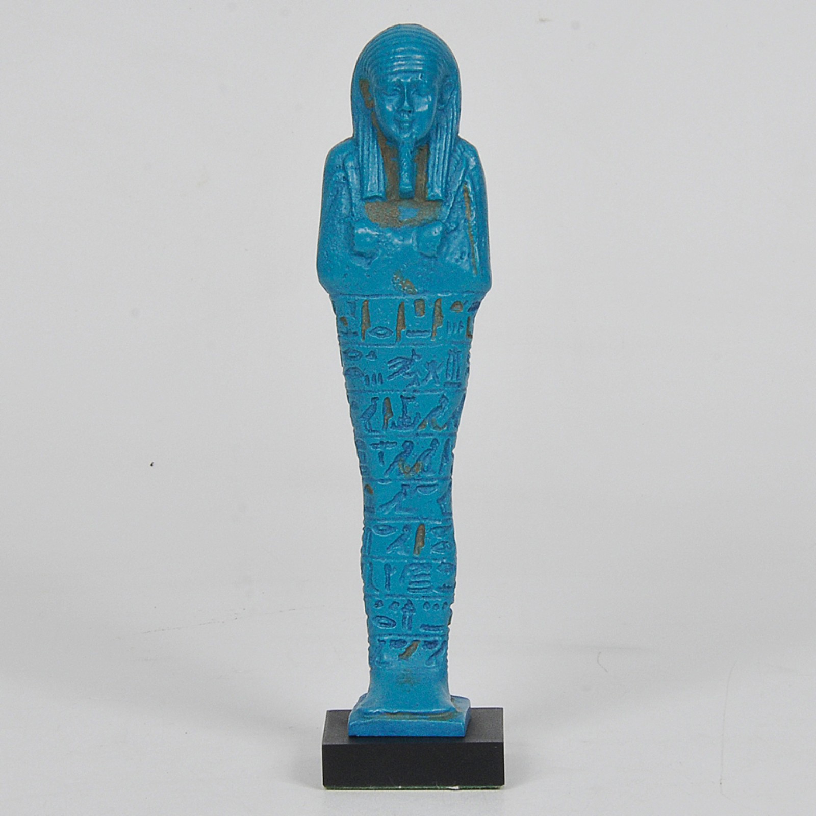 Escultura egipicia em resina pintada de azul turquesa representando... - foto 3 de 4