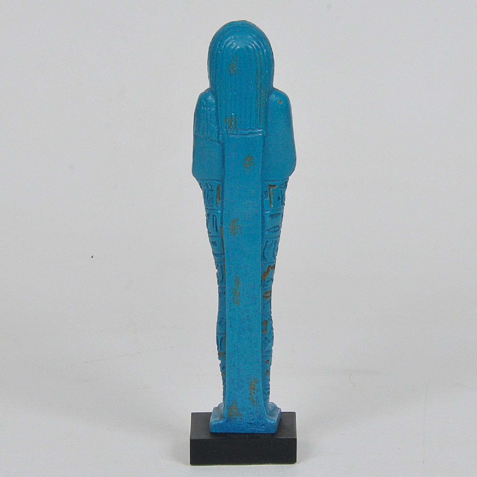 Escultura egipicia em resina pintada de azul turquesa representando... - foto 1 de 4