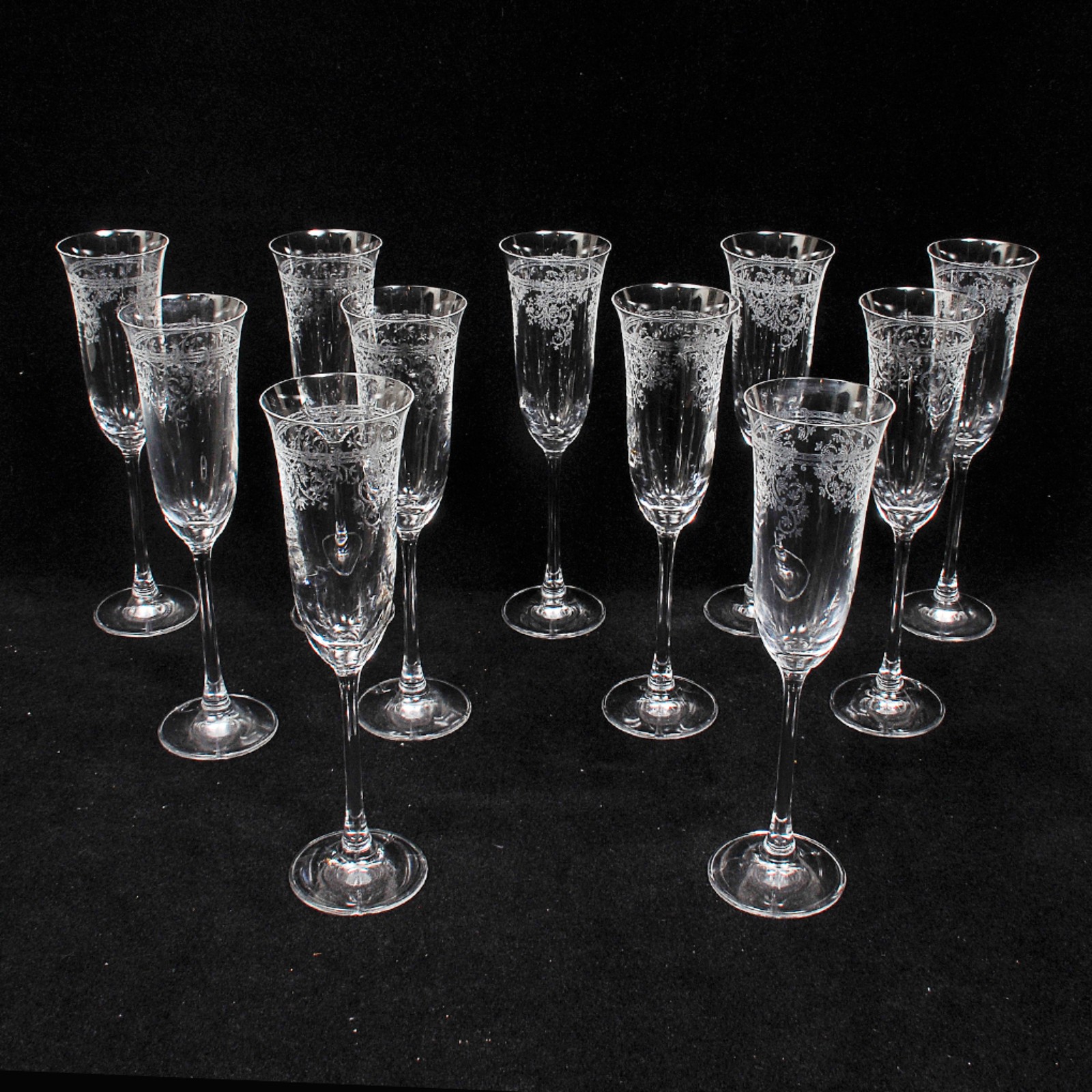 Lote composto por 11 flouits em fino cristal francês do século XIX... - foto 1 de 3