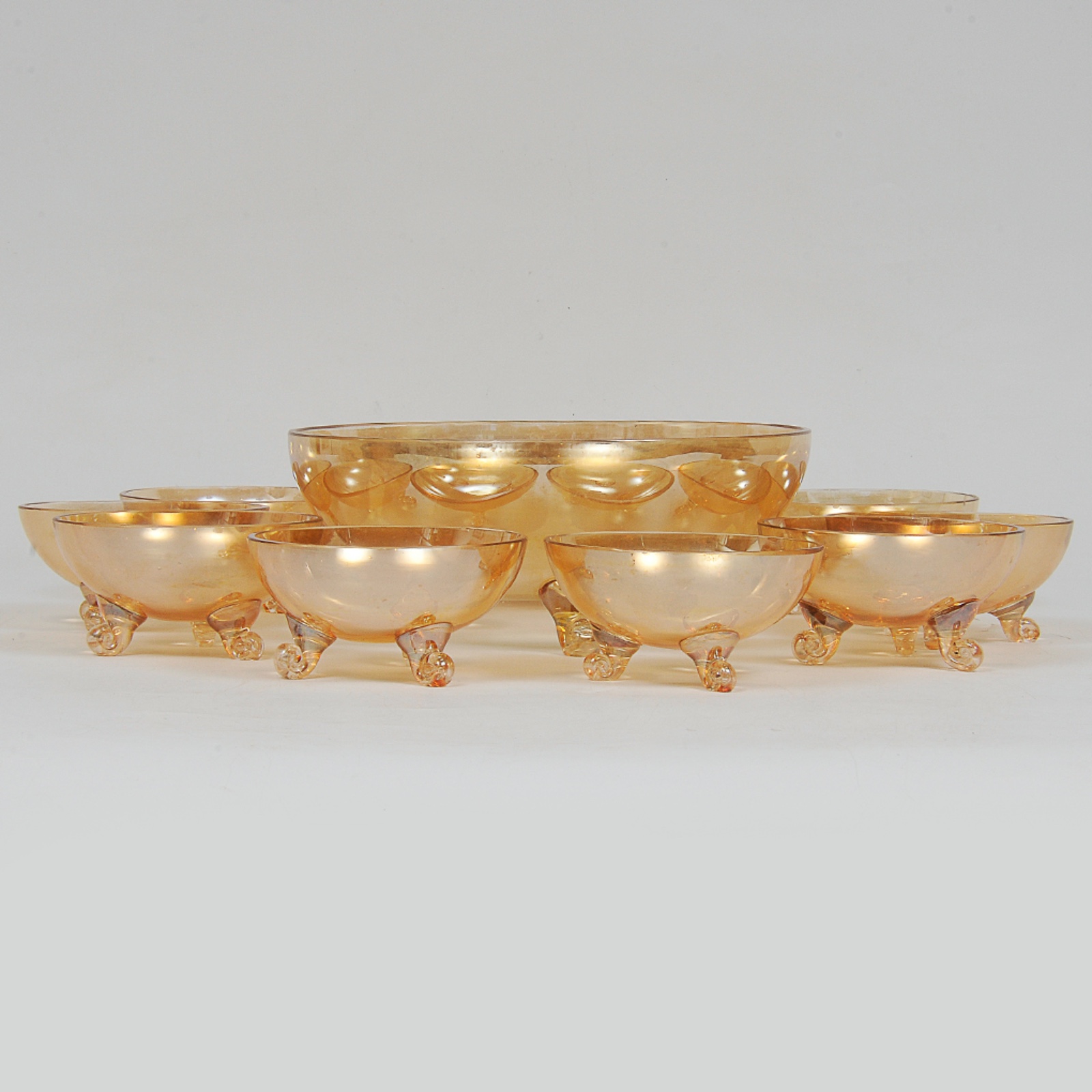 Conjunto de saladeira e 10 potes em cristal europeu furtacor. Séc.XX... - foto 1 de 6