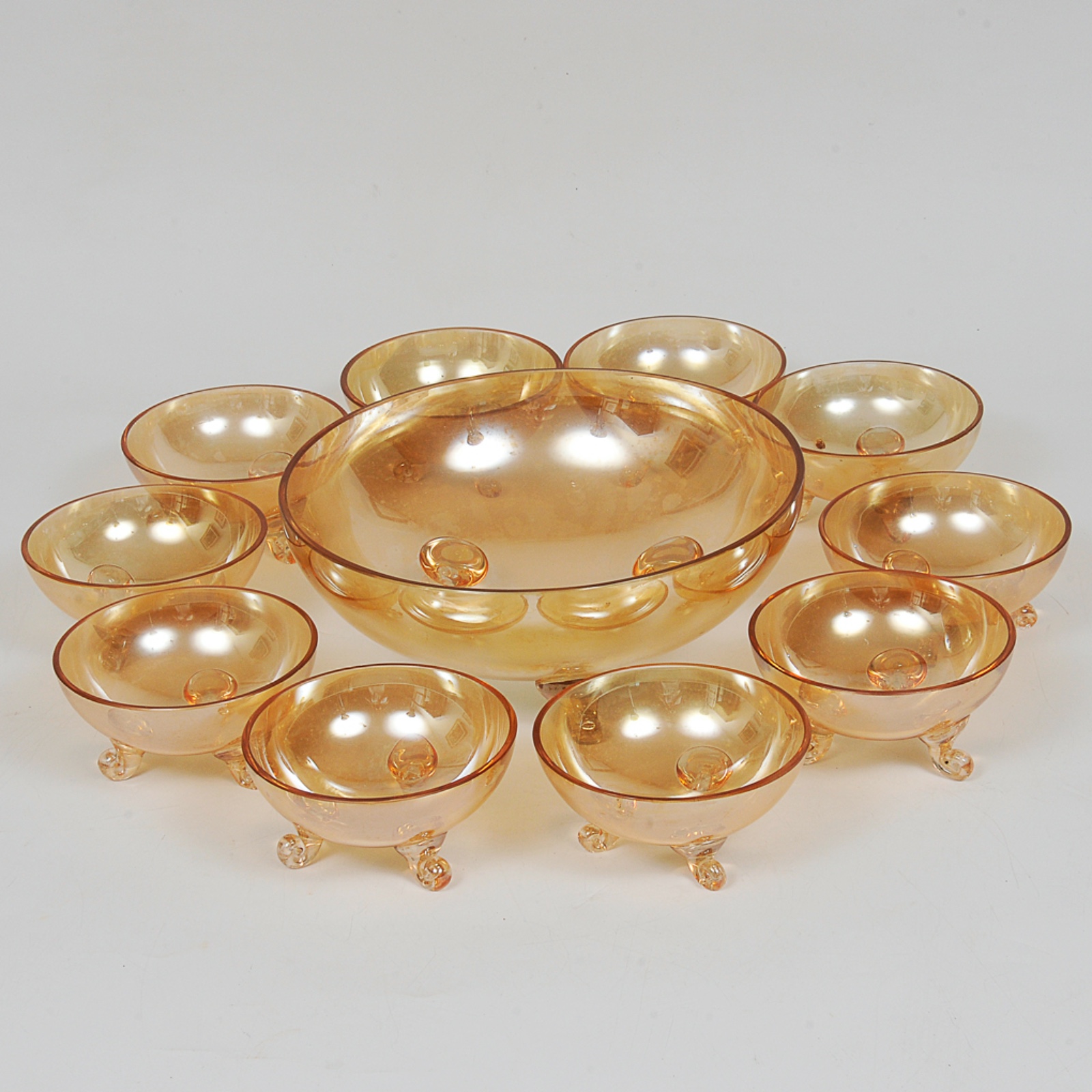 Conjunto de saladeira e 10 potes em cristal europeu furtacor. Séc.XX... - foto 2 de 6