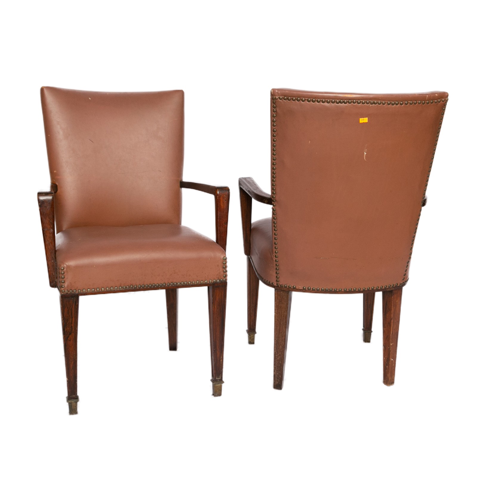 Conjunto com 4 poltronas de braço em madeira nobre com encosto e... - foto 2 de 2