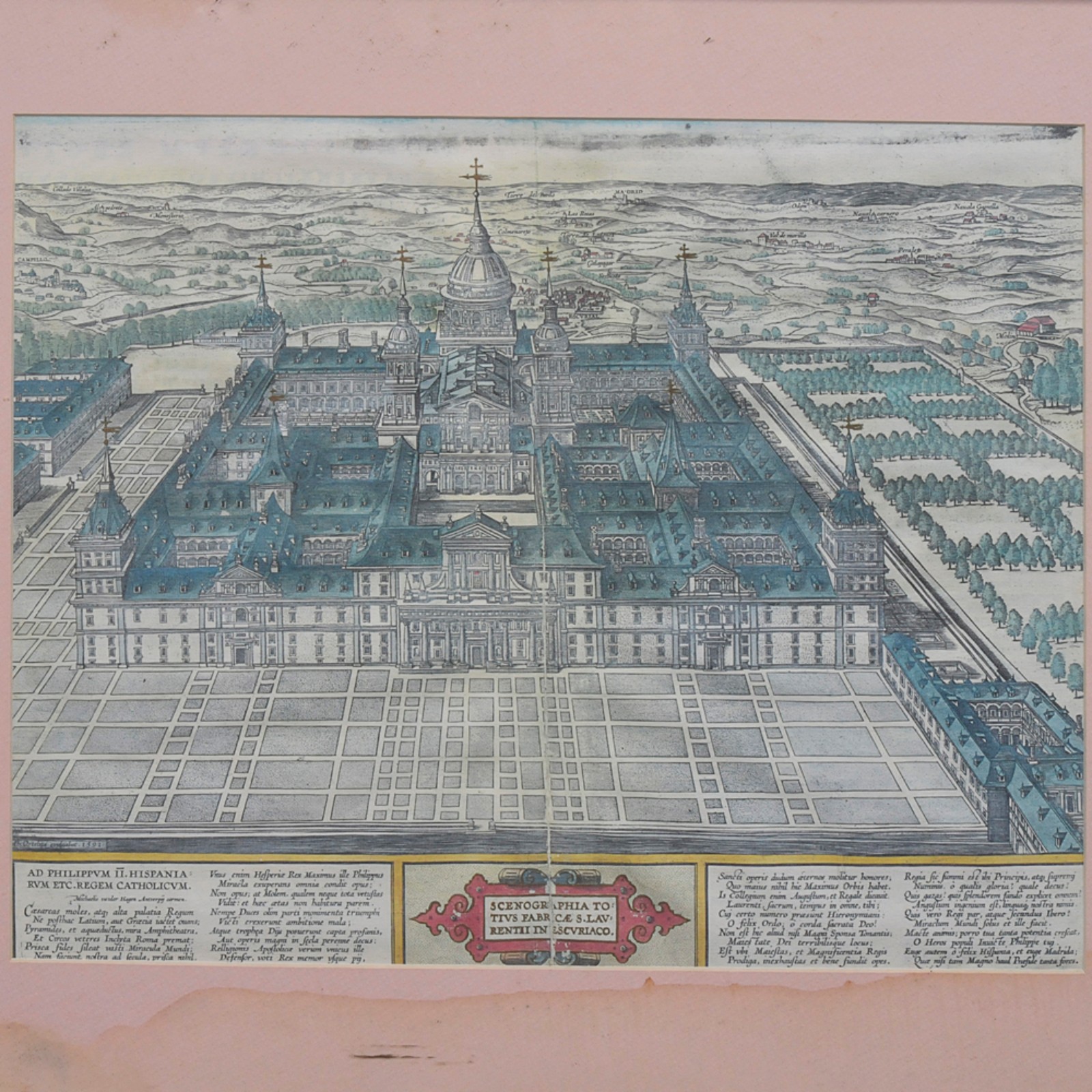 Vista em Perspectiva de San Lorenzo no (Palácio) de El Escorial (Scenograhia totius fabricae S. Laurentii in Escoriali) - foto 1 de 2