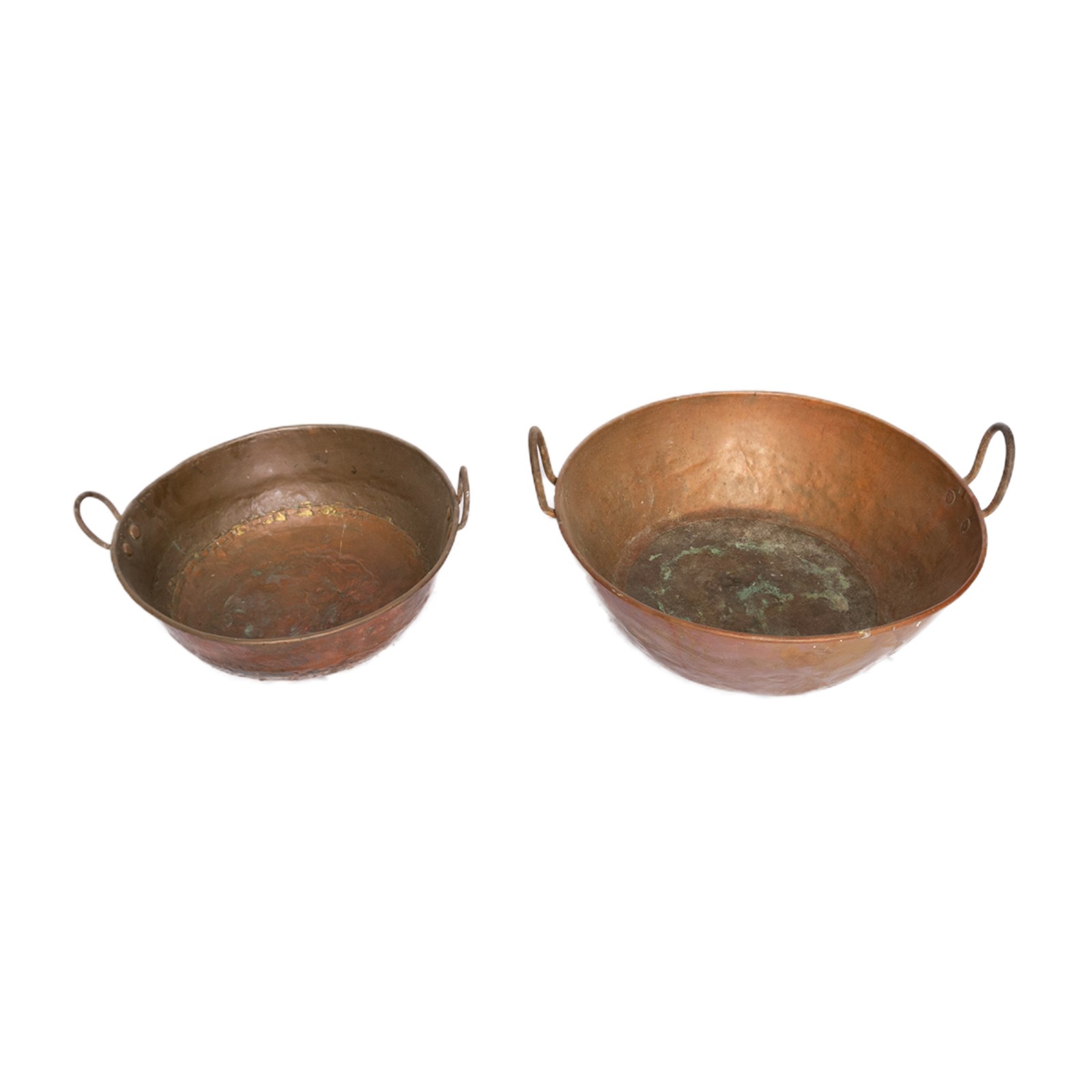 Conjunto com 2 tachos de cobre com alças laterais. - foto 2 de 2