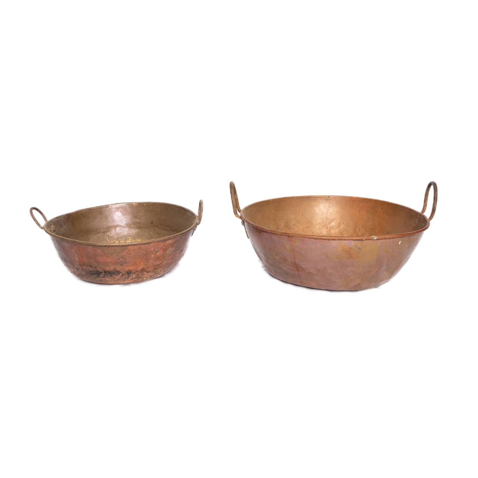 Conjunto com 2 tachos de cobre com alças laterais. - foto 1 de 2