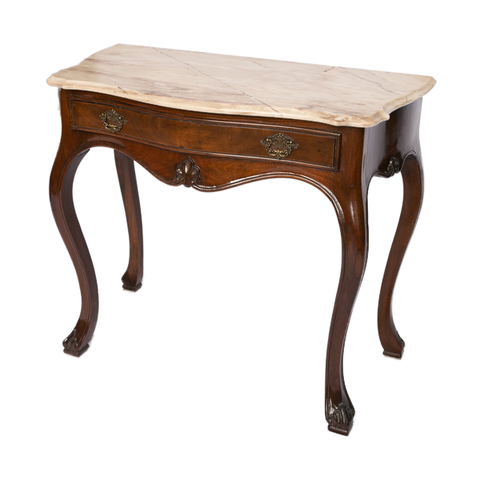 Móvel console em madeira nobre estilo inglês ricamente entalhado, com... - foto 3 de 4