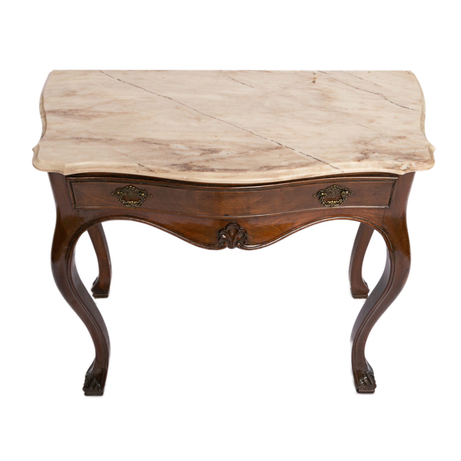 Móvel console em madeira nobre estilo inglês ricamente entalhado, com... - foto 2 de 4