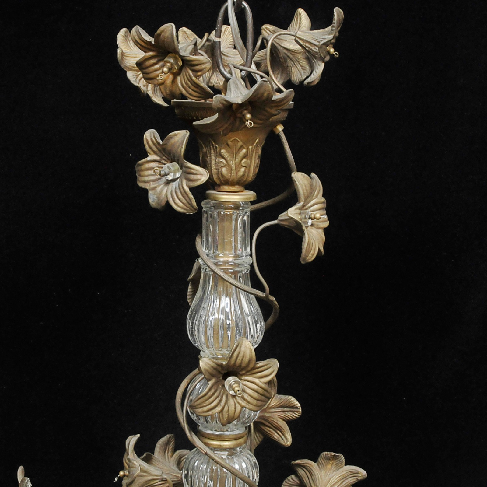 Lustre de teto francês para 6 lâmpadas em bronze dourado e cristal... - foto 3 de 3