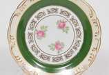 Porcelana Schmidt (1943),  - Lote composto por 7 xícaras de chá com pires  de coleção em porcelana nacional manufatura SCHMIDT nas cores branca e verde musgo predominante decorada