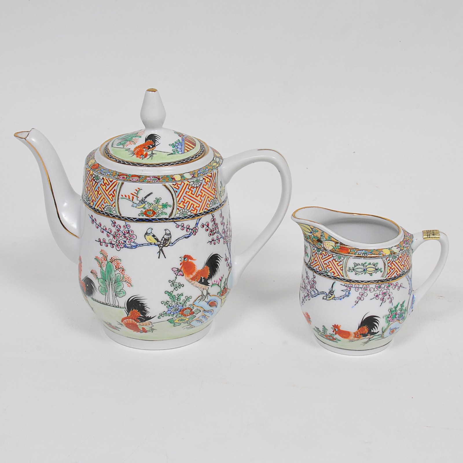 Aparelho de chá em porcelana chinesa pintada a mão decorada com Aves... - foto 3 de 4