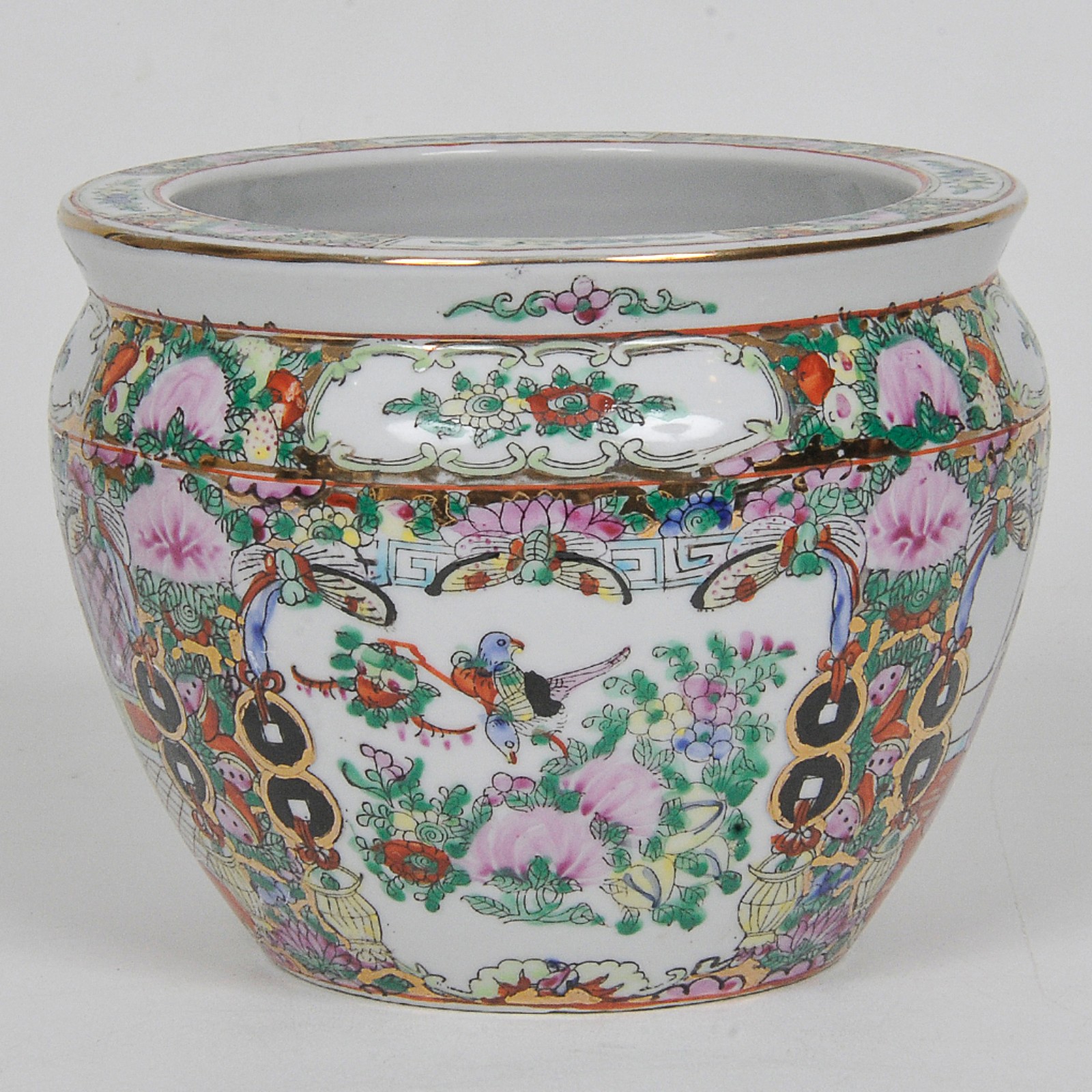 Mini cachepot em porcelana chinesa padrão Mandarim com cena... - foto 1 de 4