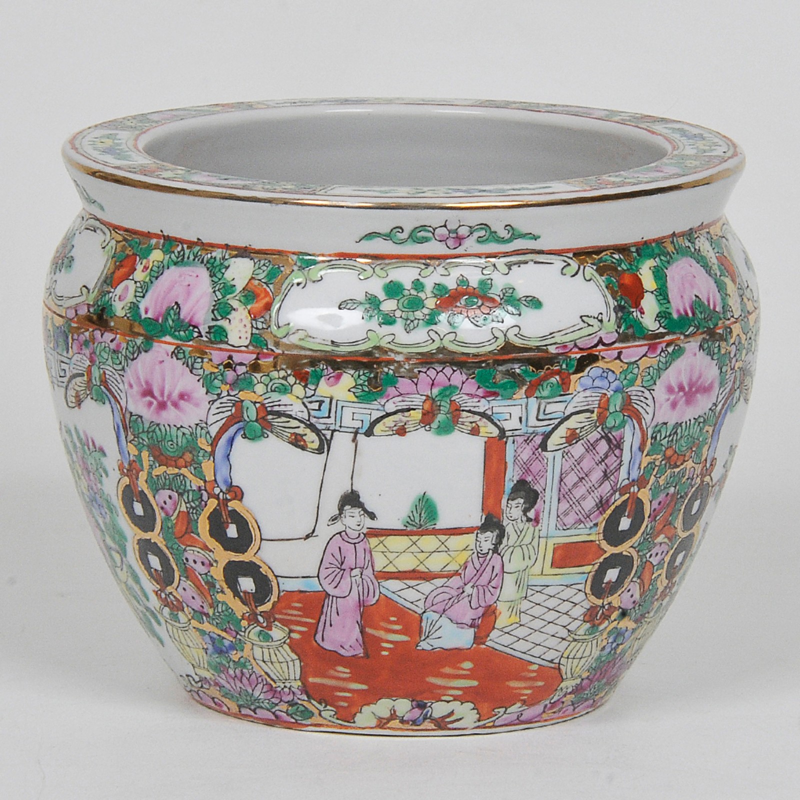 Mini cachepot em porcelana chinesa padrão Mandarim com cena... - foto 4 de 4