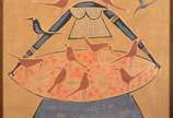 Hector Carybé (1911-1997), Bahiana com Pássaros - Serigrafia sobre linho<br>Ass. Inf. direito<br>Edição 30 de 75<br>Obra apresenta furos no tecido. <br><br>Nascido no subúrbio de Buenos Aires em 1911,