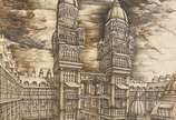 ALFREDO GUIERRA, Plaza Independência, 1993 - Desenho a bico de pena<br>Ass. inf. direito