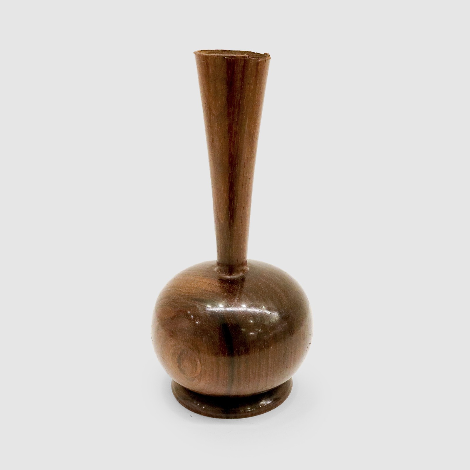 Pequeno vaso solifleur confeccionado em jacarandá com base bojudo e... - foto 1 de 4