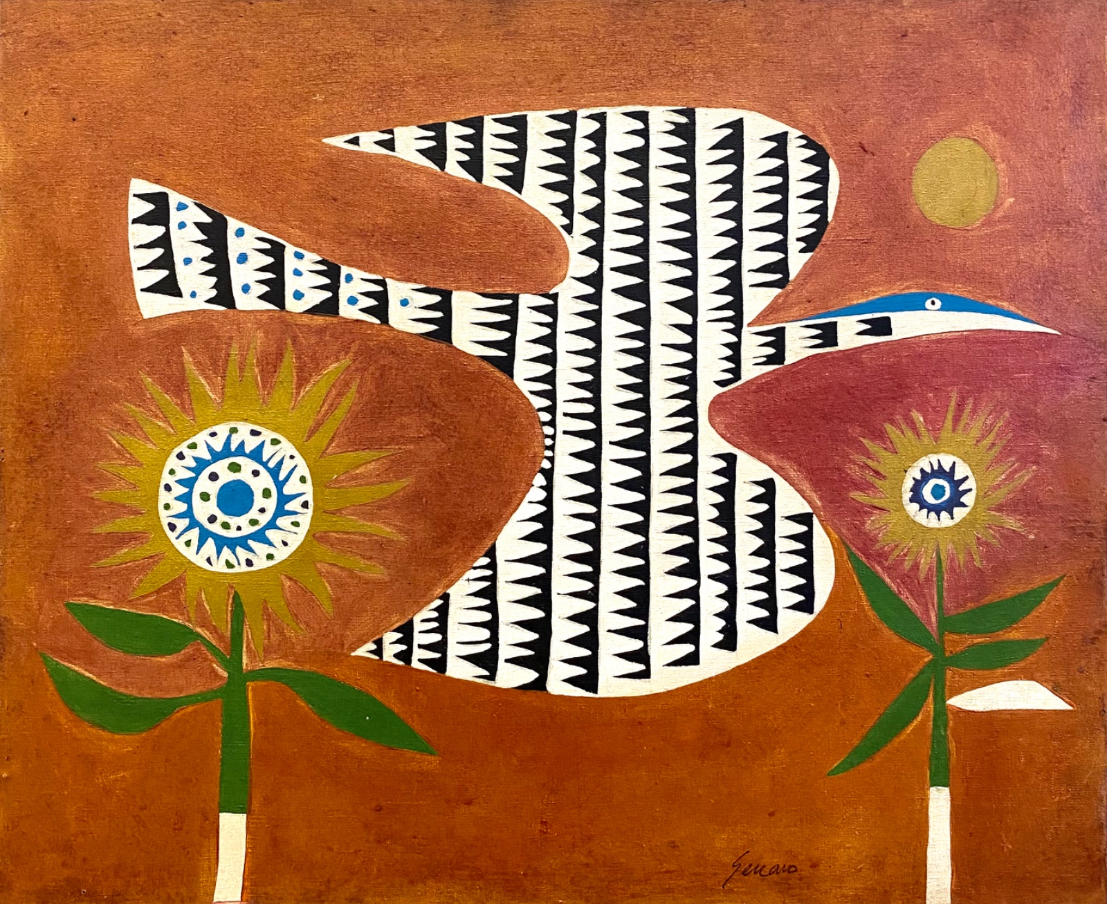 Genaro de Carvalho (1926-1971), Passaro e dois girassóis, 1962 - foto 1 de 4