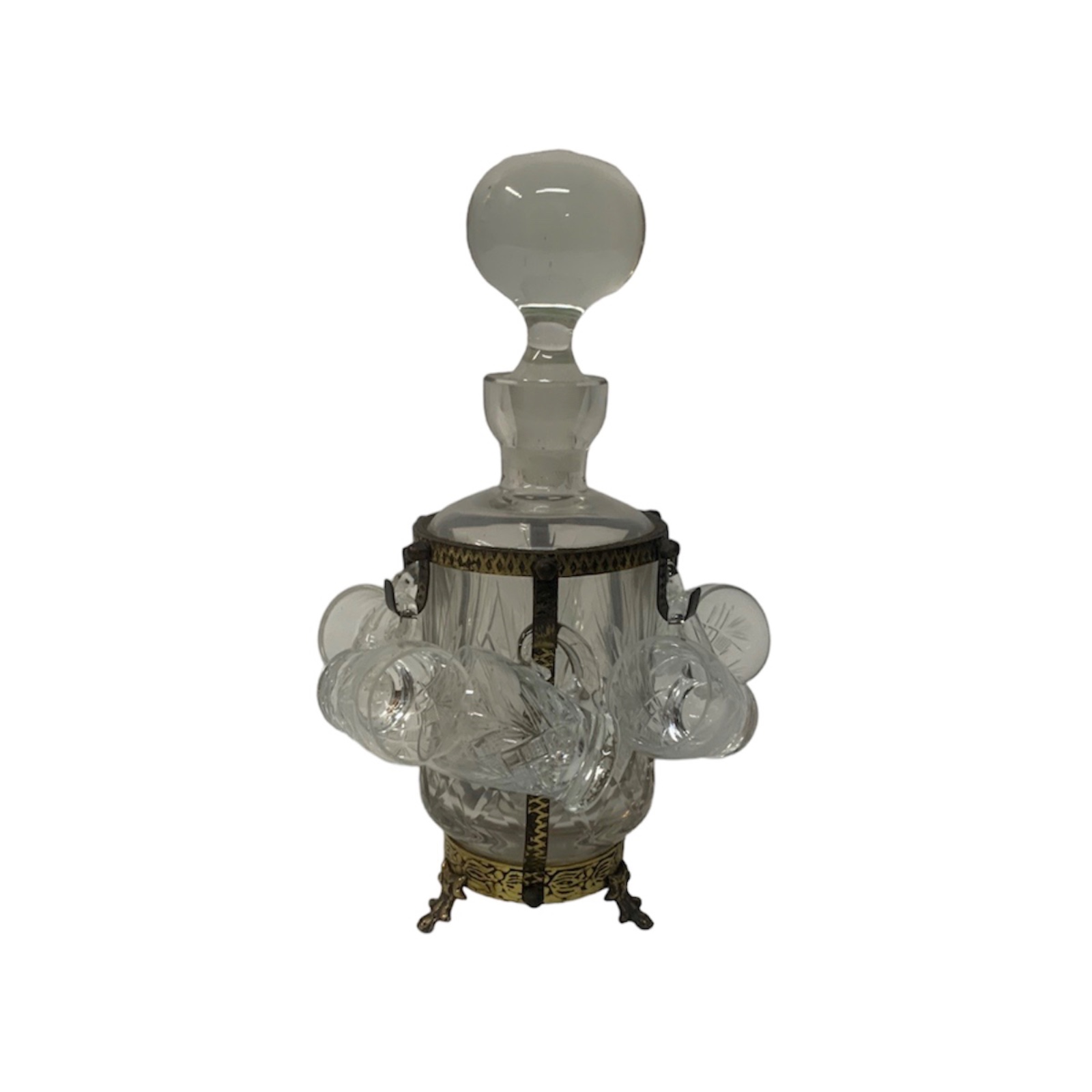 Conjunto de licoreira com 6 copinhos em cristal frances ricamente... - foto 1 de 5